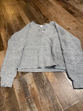 Old Navy Gray Henley Knit Sweater - Women's